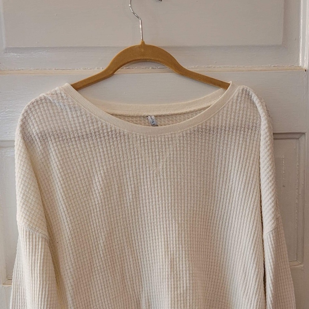 Z Supply, white waffle knit sweater, size medium